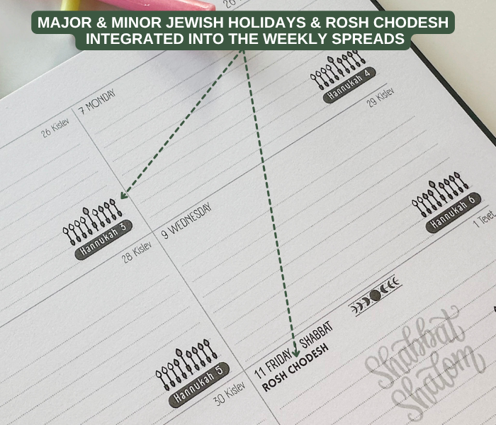 Jewish Weekly Planner 2026-2027 (5787) | Holidays & Shabbat
