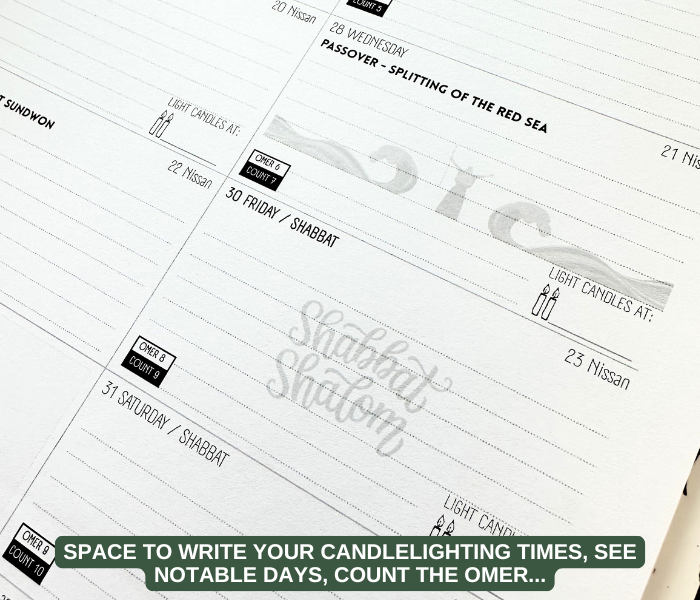 Jewish Weekly Planner 2026-2027 (5787) | Holidays & Shabbat