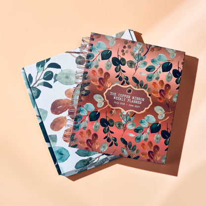 Copper Mirror Press Jewish Weekly Planner 2026-2027 box packaging on terracotta background