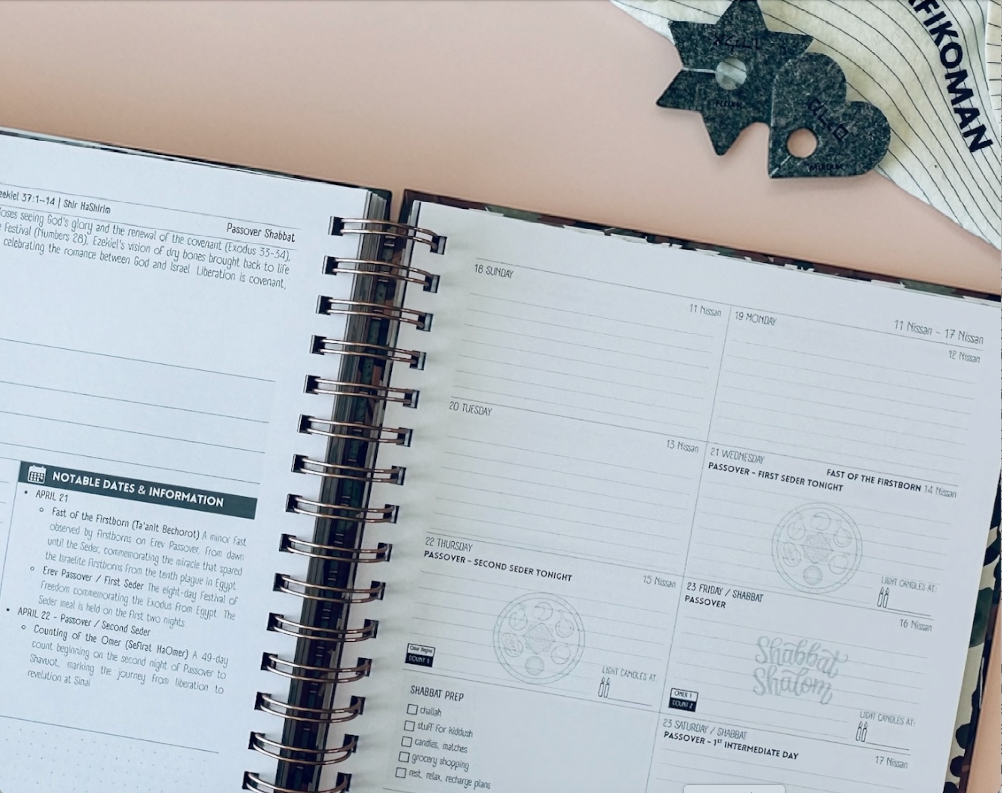 Jewish Weekly Planner 2026-2027 | Hebrew Dates, Holidays & Shabbat | Modern Aesthetic