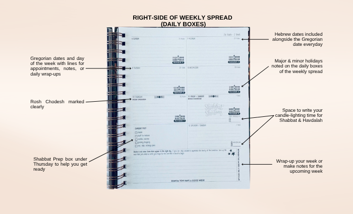 Jewish Weekly Planner 2026-2027 | Hebrew Dates, Holidays & Shabbat | Modern Aesthetic